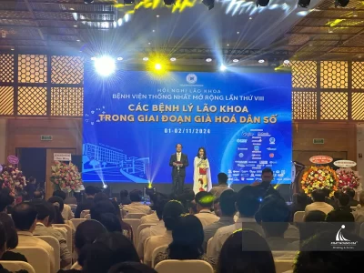 Không gian hội nghị khoa học trang bị màn hình led hiển thị thông tin cùng âm thanh ánh sáng chuyên nghiệp